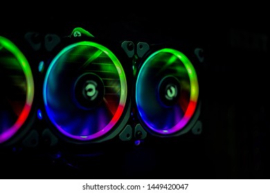 Rainbow Blacklight Inside Elecrtonic Fan To Reduce Temperator In Computer Technology