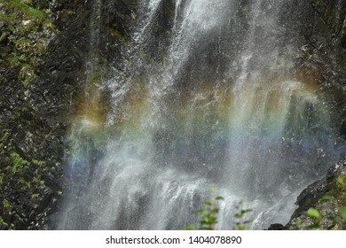 Rainbow At Bridal Veil Falls Outside Of Valdez Alaska