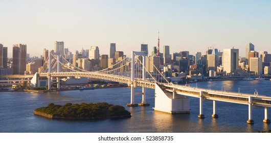 Rainbow Bridge Odaiba Tokyo City Japan