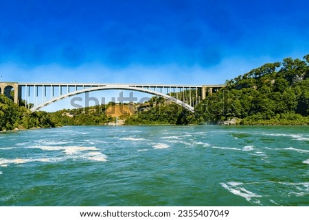 Rainbow Bridge over the Niagara River. Arch bridge connecting the United States of America and Canada. High quality photo