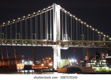 Rainbow Bridge Taken From Takeshiba Passenger Ship Terminal In Tokyo