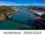 Rainbow Bridge in the Town of La Conner, Washington. Rainbow Bridge connects Fidalgo Island and La Conner, crossing Swinomish Channel in Skagit County. National Register of Historic Places.

