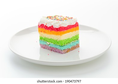 Rainbow Cake Isolated On White