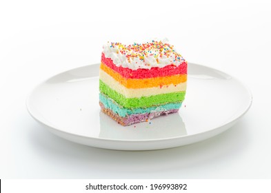 Rainbow Cake Isolated On White