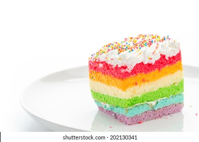 Rainbow Cake Isolated On White