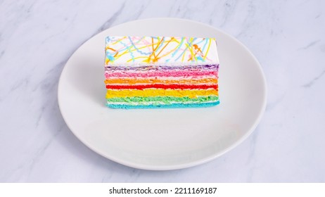 Rainbow Cake Isolated On White