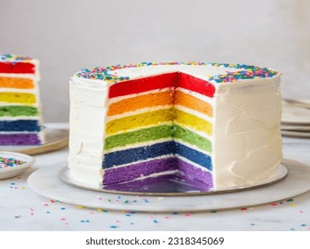 Rainbow cake is a popular cake that is liked by all ages. It's not too sweet and the color is colorful, so attractive.