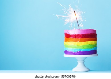 Rainbow Cake With Sparkler