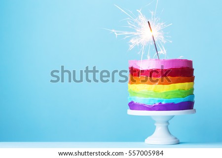 Rainbow cake with sparkler