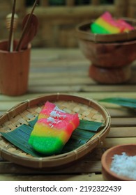 The Rainbow Cassava Layer Is Made From Grated Cassava, Starch, Liquid Milk, And Coconut Milk