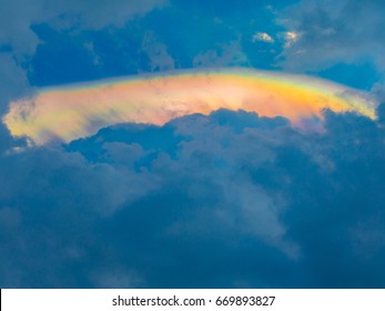 Rainbow Clouds Beautifully Moving Amazing Phenomenon Stock Photo ...