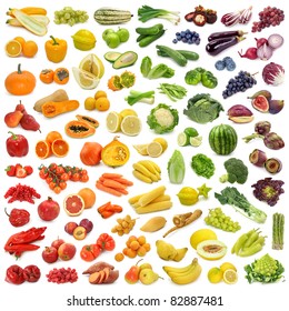 Rainbow collection of fruits and vegetables - Shutterstock ID 82887481