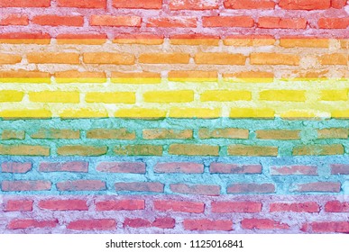 Rainbow Color brick wall texture background with LGBT pride flag or Rainbow pride flag pattern on the brick wall - Shutterstock ID 1125016841