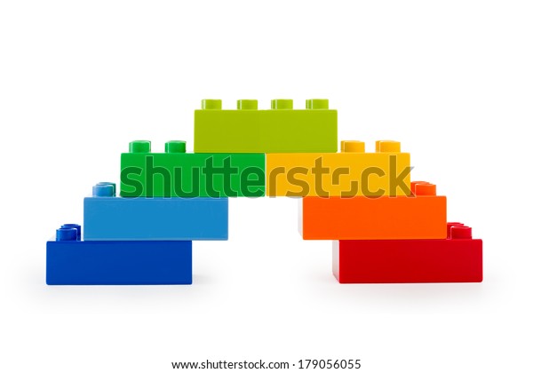 Rainbow Color Lego Stairs On White Stock Photo Edit Now 179056055