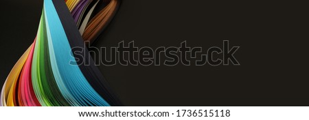  Rainbow color strip wave paper. Abstract texture horizontal black background.