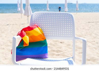 Rainbow Colored Bag On Beach Chair, Lbgt Abstract Background