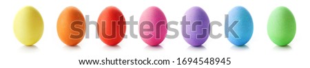 Rainbow colored easter eggs isolated on white background