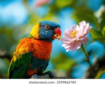 Loro de color arcoíris al aire libre
