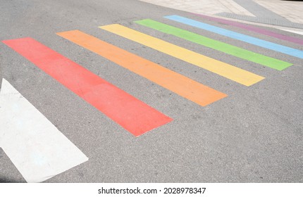 Rainbow Colored Pretty Zebra Crossing