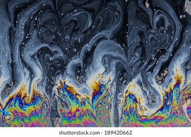 Rainbow Colors Created A Abstakt  Soap Film,  Soap Bubble, Background 