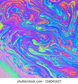 Rainbow Colors Created By Soap, Bubble,wall Art, Colors Mixsigne From Oil Makes Can Use Background,Fancy Dream Cloud Of Oil Mixed.