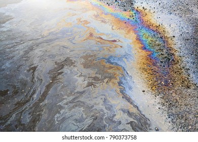 Rainbow Colors From An Oily Sheen On Water