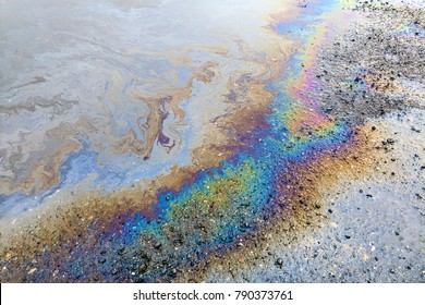 Rainbow Colors From An Oily Sheen On Water