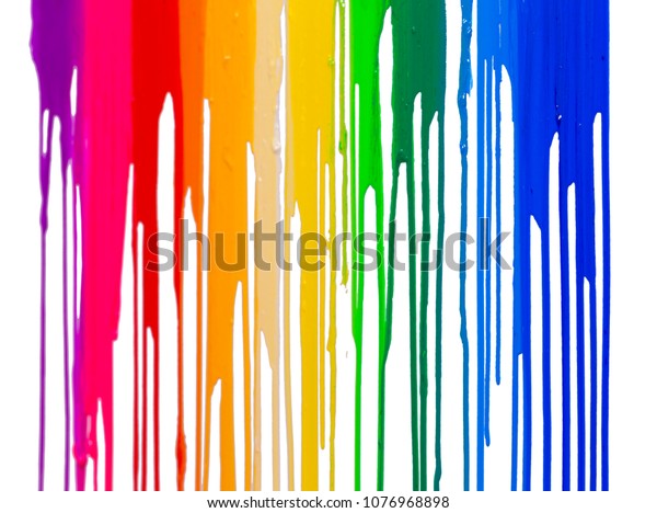 切り取り線と滴る虹色の絵の具 の写真素材 今すぐ編集
