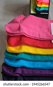 Rainbow Colors Socks. Clothing Subscription. Vertical Image. 