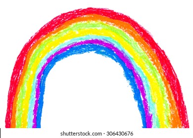 Rainbow Crayon On White Background