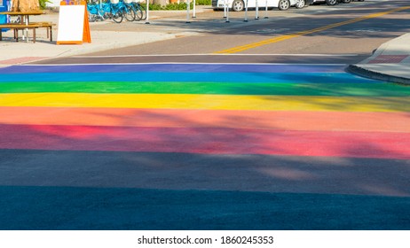 Rainbow Crosswalk. Gay Parade. LGBT Community.