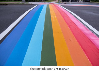 Rainbow Crosswalk In Maplewood NJ Pride