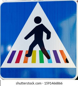 Rainbow Crosswalk Sign, Gay Pride Day