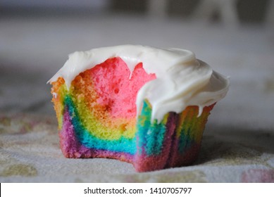 Rainbow Cupcake With Vanilla Frosting