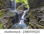 Rainbow falls in Watkins Glen State park, United States