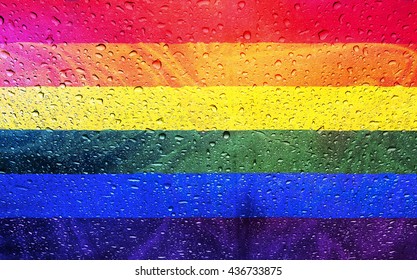 Rainbow Flag Of Lbgt Community With Water Drops