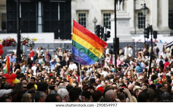 Rainbow flag in London\'s Gay\
Pride