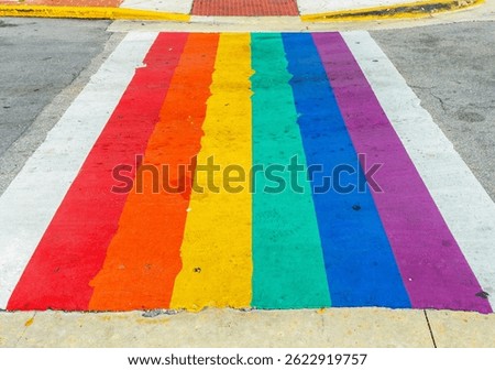 Rainbow flag pedestrian crossing in Key West, FLorida