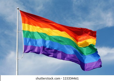 Rainbow flag proudly waving