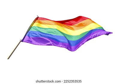Rainbow flag a symbol for the LGBT community isolated on white background