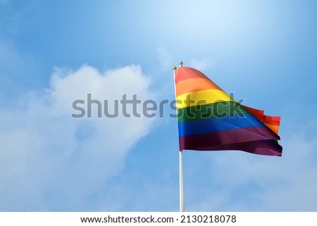 Similar – Rainbow flag on a house