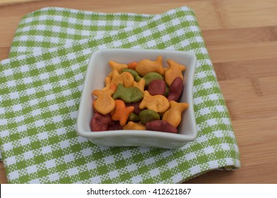 Rainbow Goldfish Crackers In Bowl