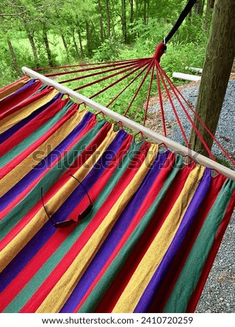 Rainbow hammock in the great outdoors of nature.