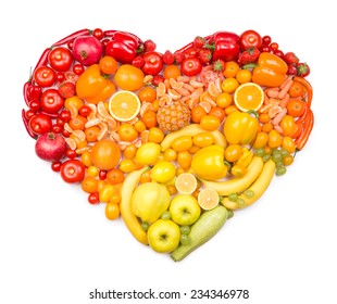 Rainbow Heart Of Fruits And Vegetables