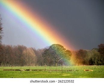 Rainbow And Landscape Near Matlock,Derbyshire,Britain