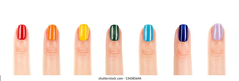 Rainbow Manicure, Seven Color Nail Polish