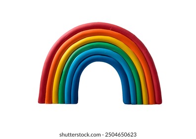 Rainbow molded from plasticine modeling clay isolated on white background, kids toy, kids fun concept, multi color arc - Powered by Shutterstock