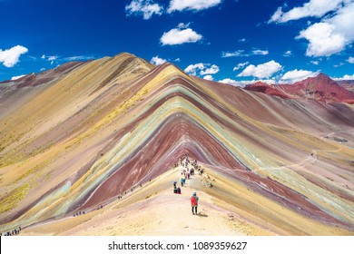 Rainbow Mountain In Cusco, Peru.