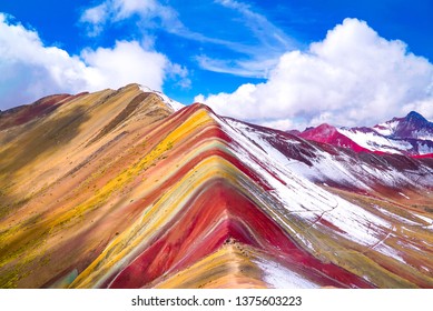 Rainbow Mountain, Peru. Rainbow Mountain is a mountain in Peru with an altitude of 5200 meters above sea level. The colorful mountain is a popular tourist destination.