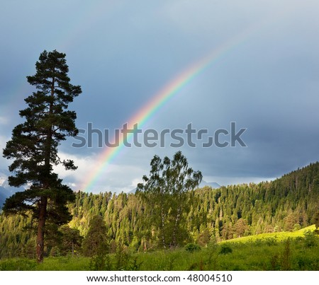 Rainbow in mountains